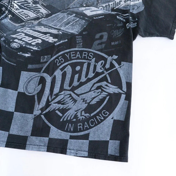 Vintage Chase Race Wear Y2K Black "Miller We Race for Beer" Brad Keselowski Tee - Picture 14 of 16